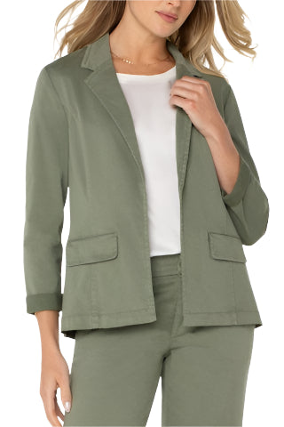 Fitted Blazer - Martini Olive – Front – Ella Where She Shops