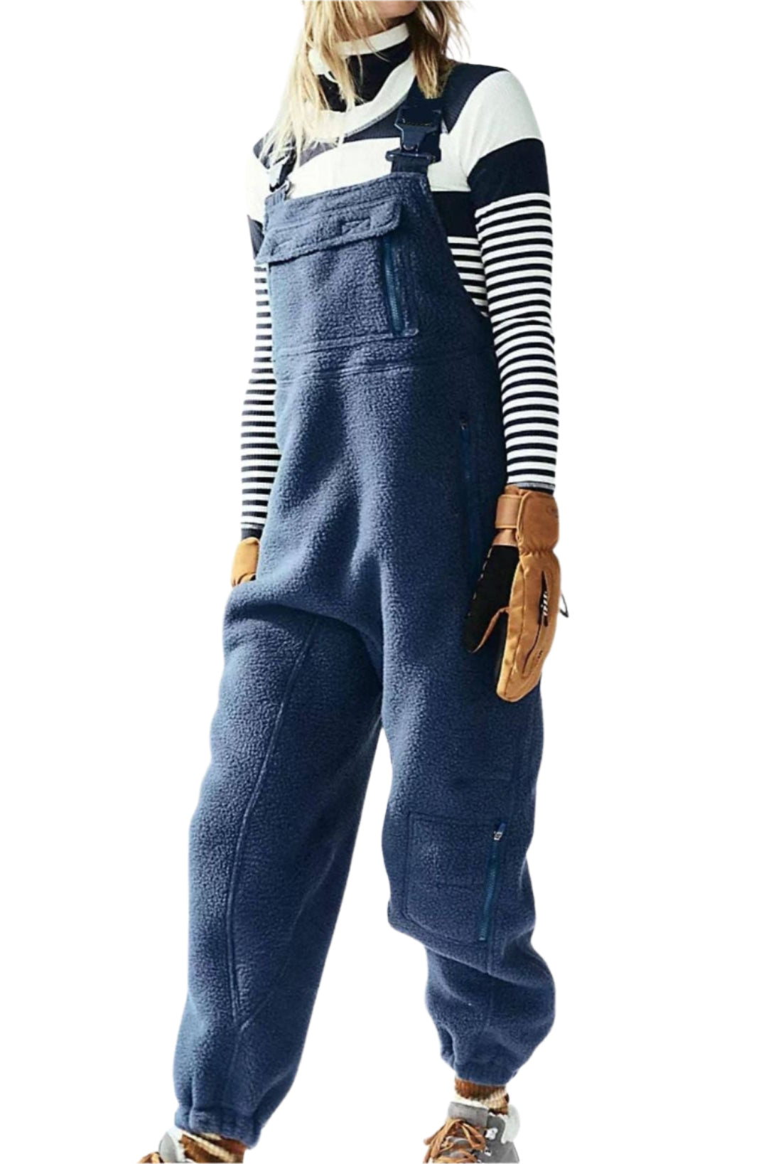Fleece Overalls – Blue – Ella Where She Shops