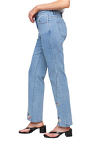 Floral Embroidered Bootcut Jeans - Light Blue - Back - Ella Where She Shops