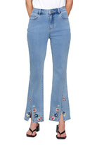 Floral Embroidered Bootcut Jeans - Light Blue - Front - Ella Where She Shops