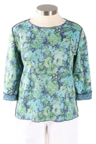 Floral Reversible Crew Neck top blue green ella where she shops