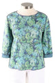 Floral Reversible Crew Neck top blue green ella where she shops