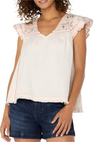 Flutter Sleeve V-neck Blouse – Front – Ella Where She Shops