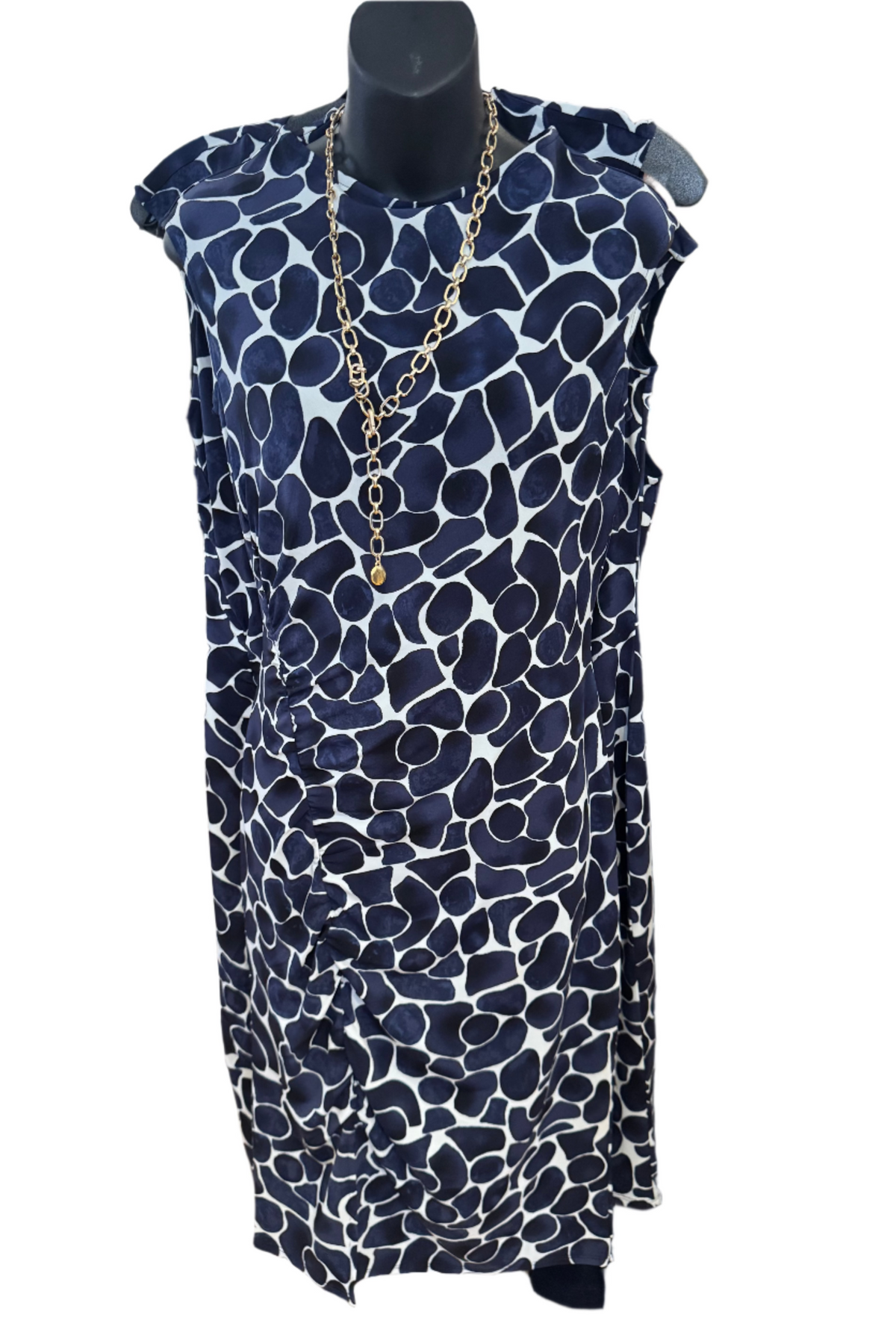 Geo Pebble Side Ruche Knit Dress - On Hanger - Ella Where She Shops