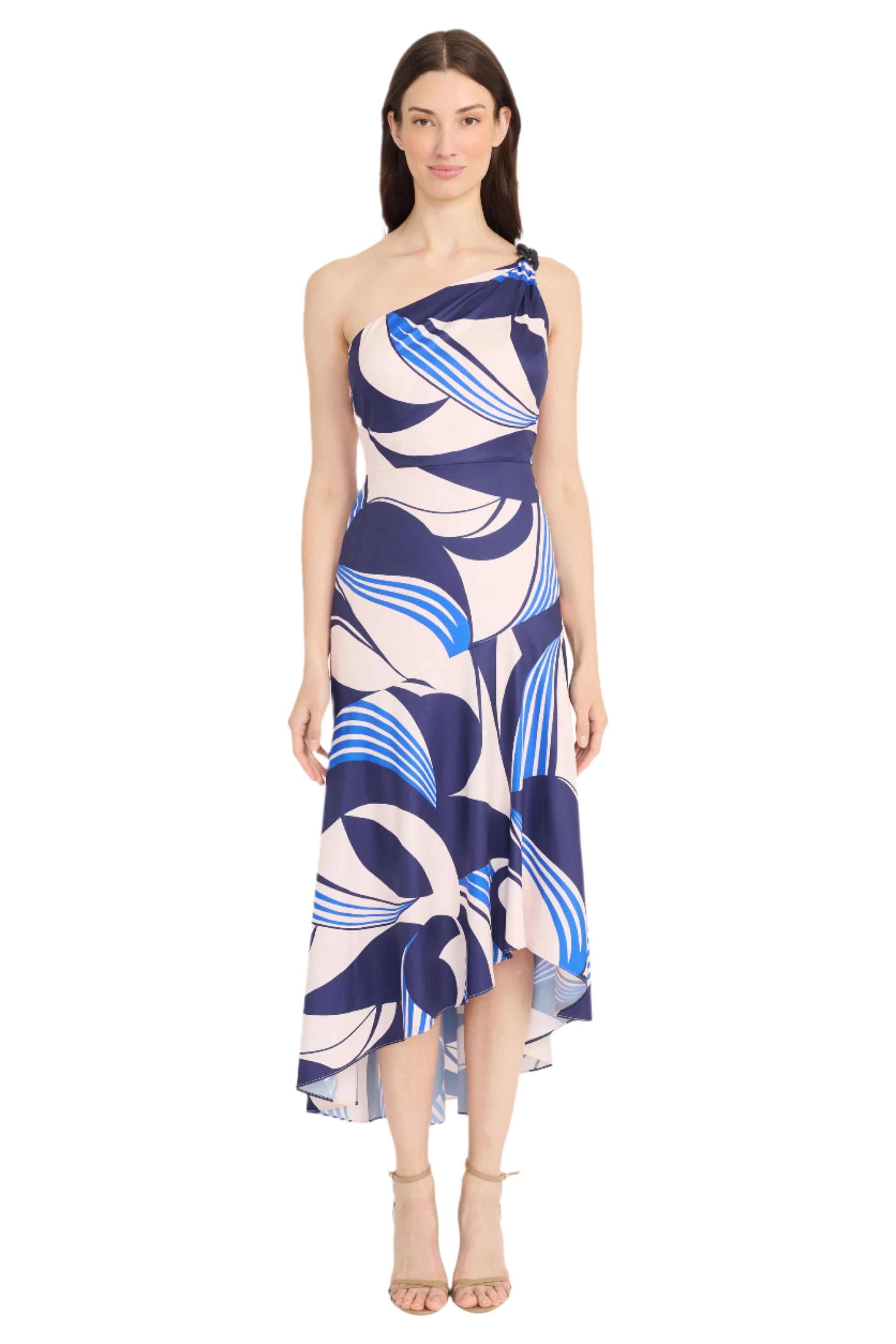 Geometric One Shoulder Dress – Front – Ella Where She Shops