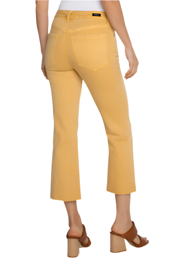 Hannah Raw Hem Crop Flare Jeans - Flaxen Gold Back - Ella Where She Shops