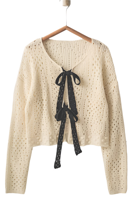 Hollow Web Knit Cardigan – Front – Ella Where She Shops