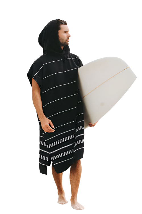 Hooded Poncho - Classic Stripe Black - Ella Where She Shops

