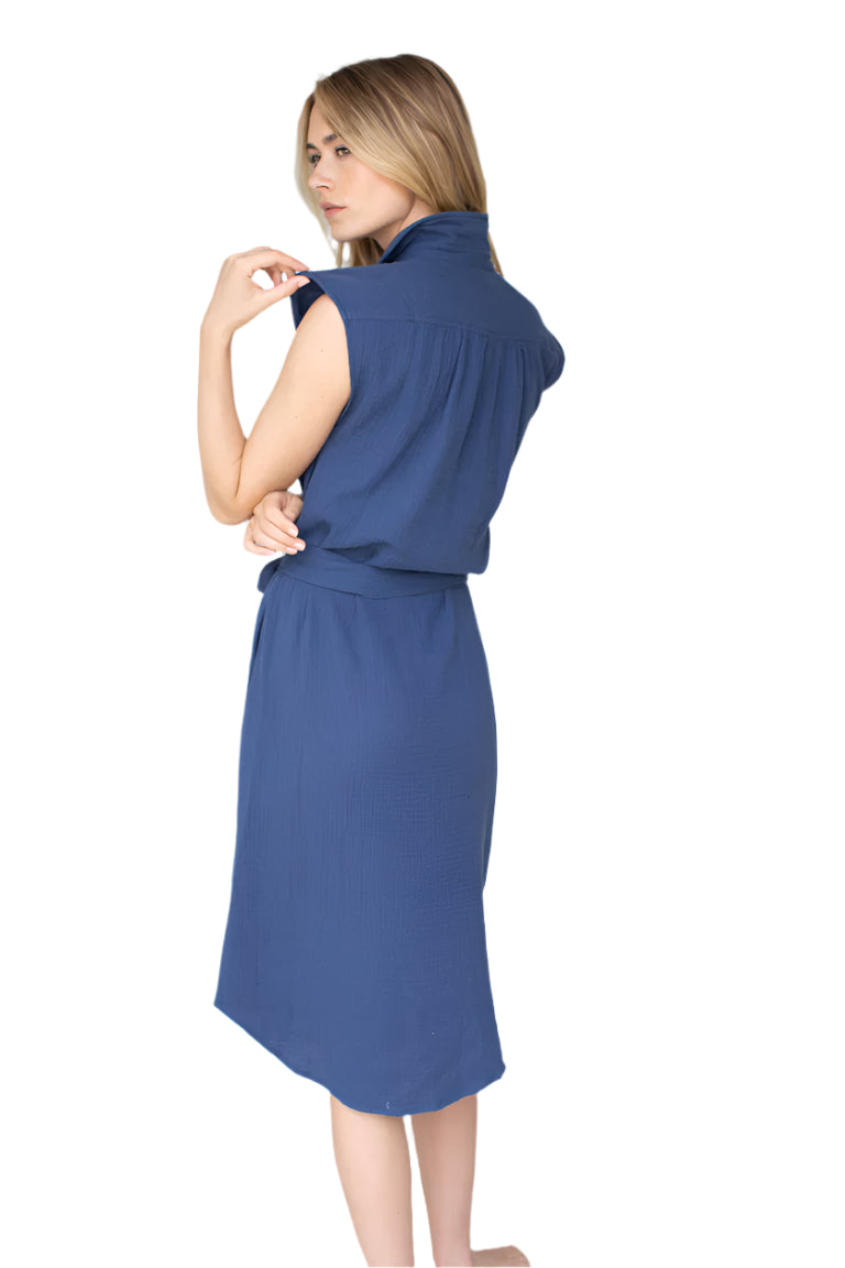 Joanne Dress – Indigo Gauze – Back – Ella Where She Shops