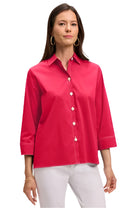 Kelly No Iron Stretch 3/4 Sleeve Shirt – Raspberry – Front – Ella Where She Shops