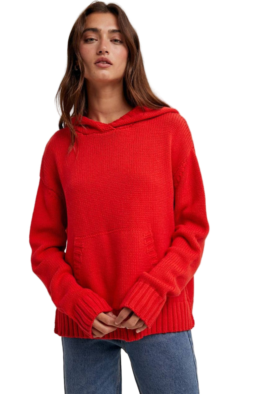 Knit Sweater Hoodie - Front - Ella Where She Shops