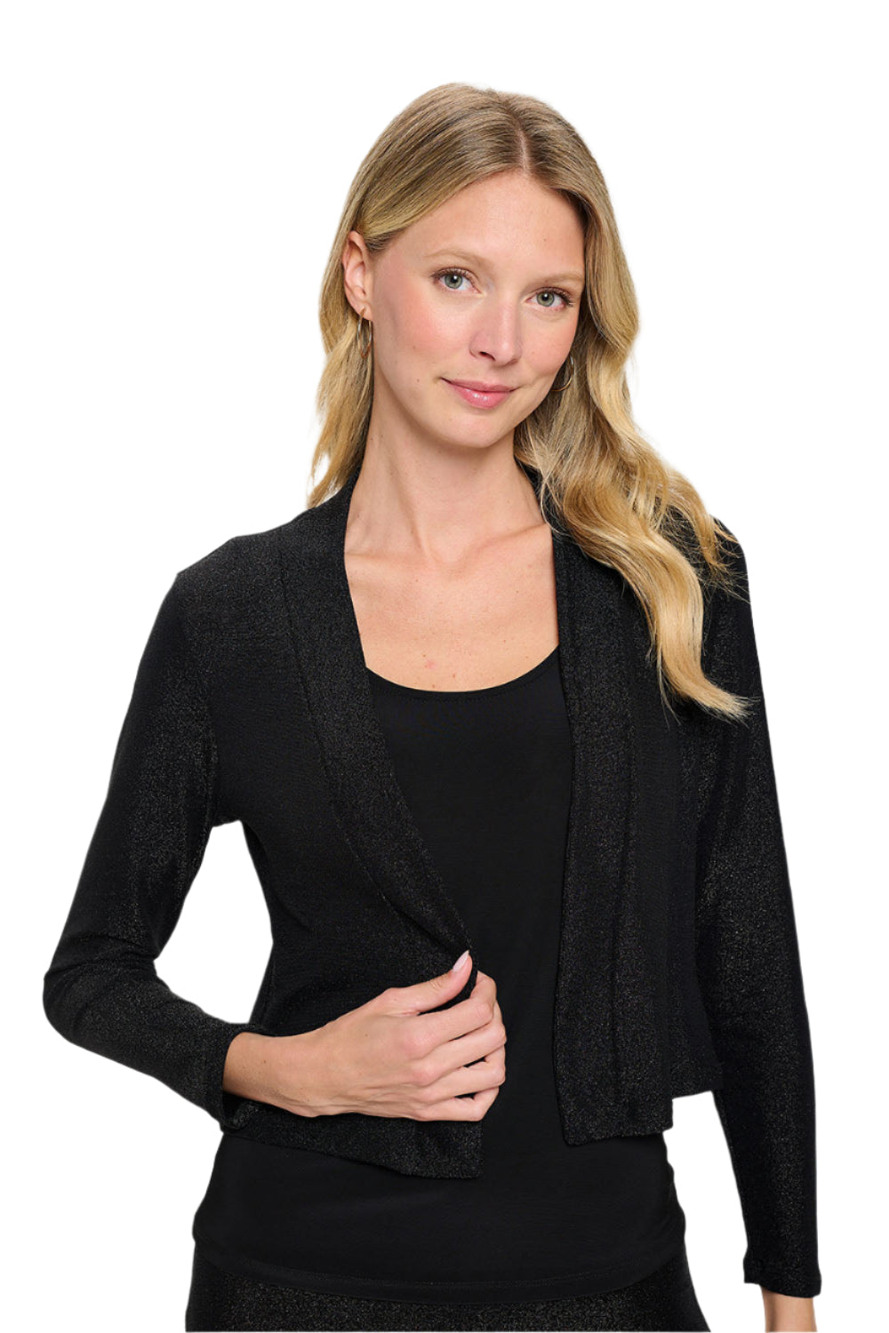 Last Tango Open Front Jacket  - Black Glitter Front - Ella Where She Shops
