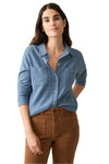 Legend Sweater Shirt - Blue Twill Front - Ella Where She Shops