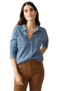Legend Sweater Shirt - Blue Twill Front - Ella Where She Shops