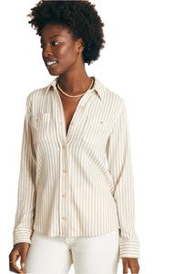 Legend Sweater Shirt - Tan Stripes - Ella Where She Shops