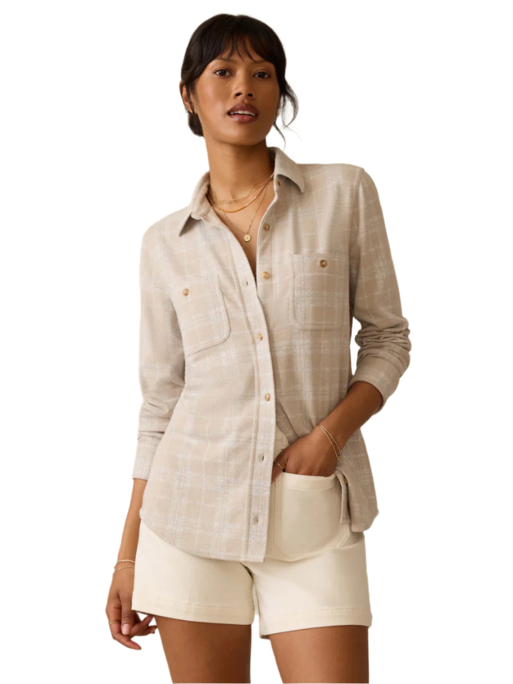 Legend Sweater Shirt Front - Desert Plains Plaid - Ella Where She Shops
