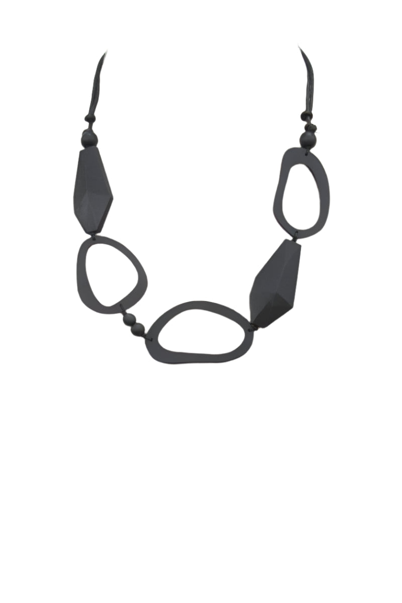 Lia Black Wood Adjustable Necklace Ella where she shops