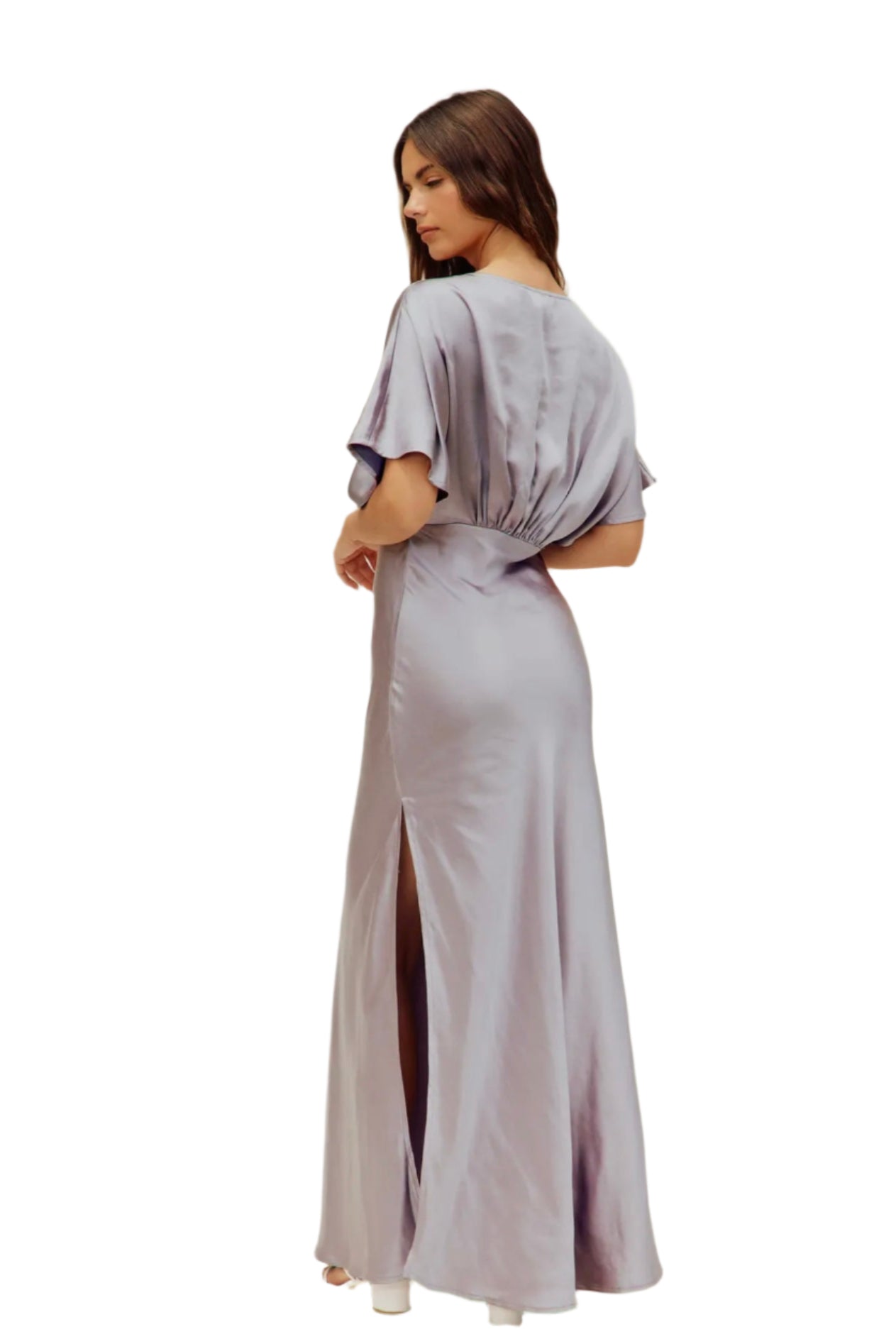 Like Butter Satin Blouson Maxi Dress – Back – Ella Where She Shops