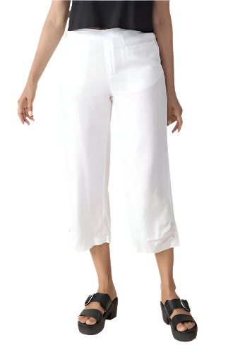 Linen Pleat Button Capri - Ella Where She Shops