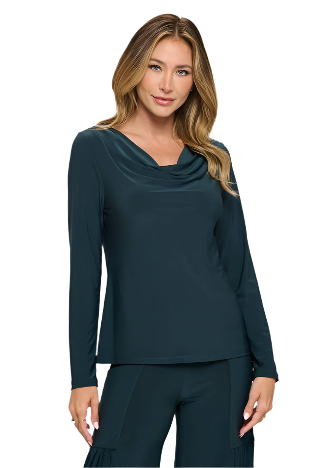 Long Sleeve Cowl Neck Top - Ella Where She Shops