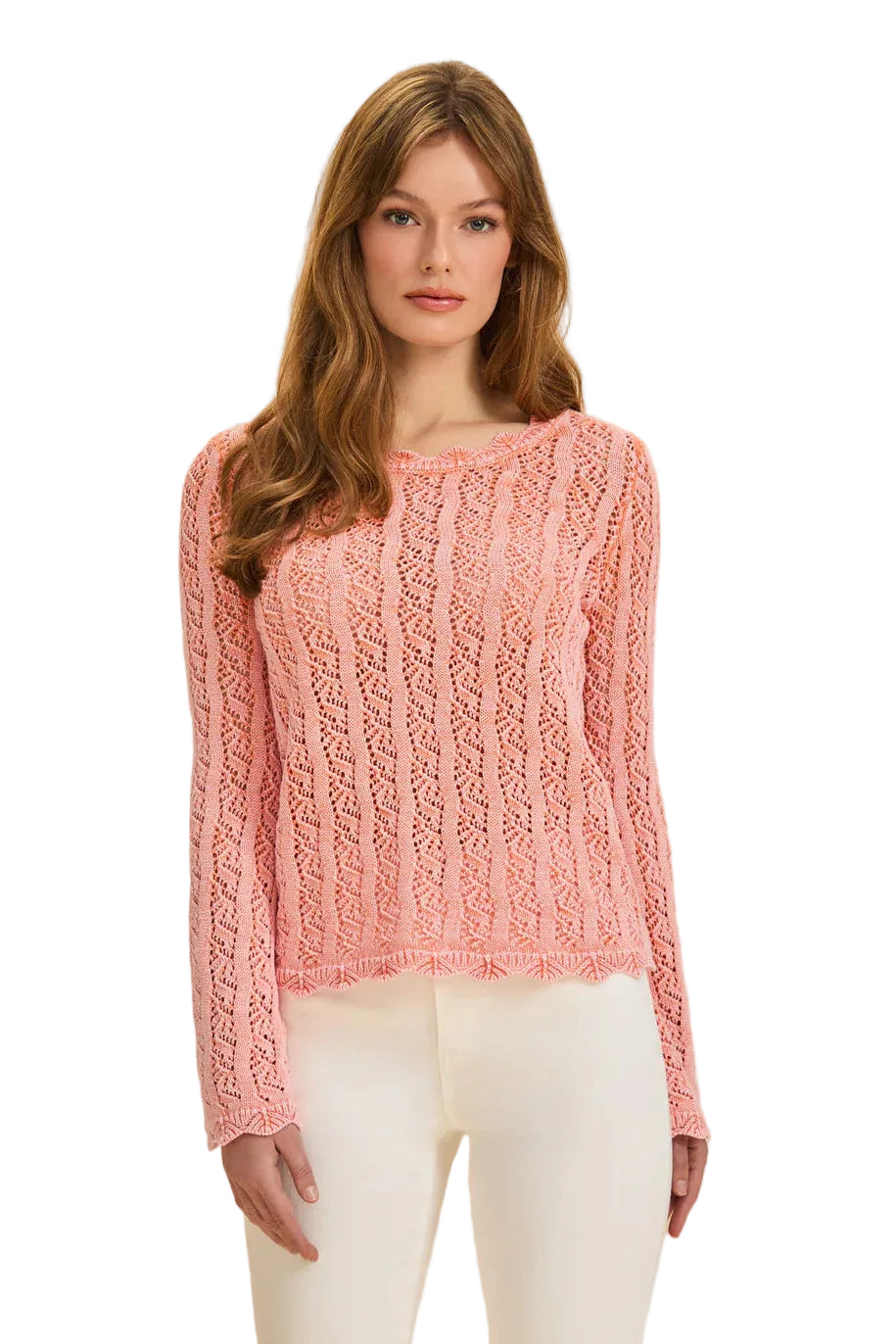 Long Sleeve Garment Dye Sweater cantaloupe ella where she shops