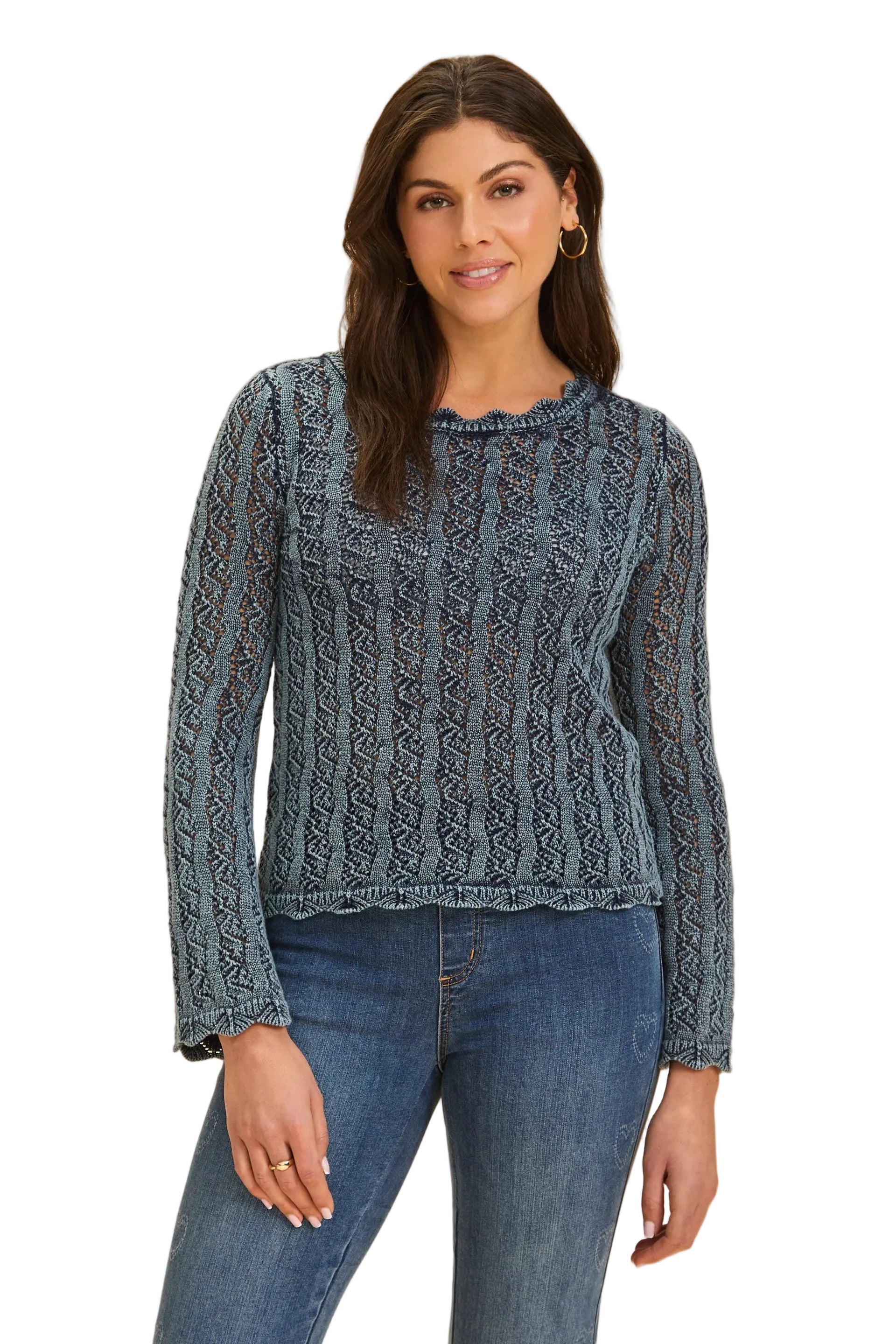 Long Sleeve Garment Dye Sweater indigo ella where she shops