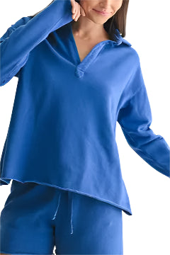 Malibu Vintage Henley Top – Blue Front – Ella Where She Shops