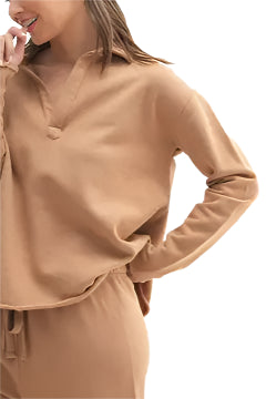 Malibu Vintage Henley Top – Mocha Front – Ella Where She Shops