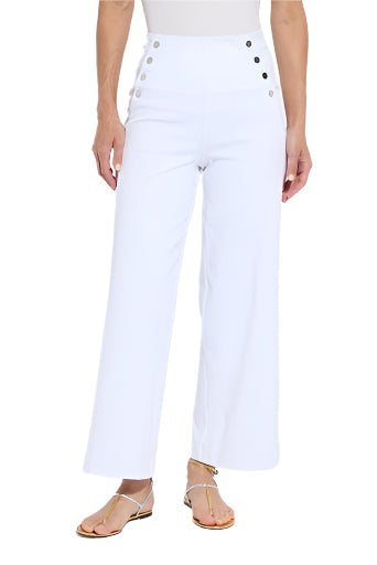Mallory Sailor Hi Waist Wide Leg Denim – White Front – Ella Where She Shops