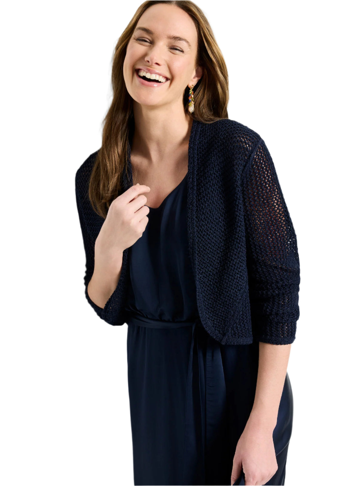 Mesh Cocoon Cardigan  Dark indigo Ella where she shops