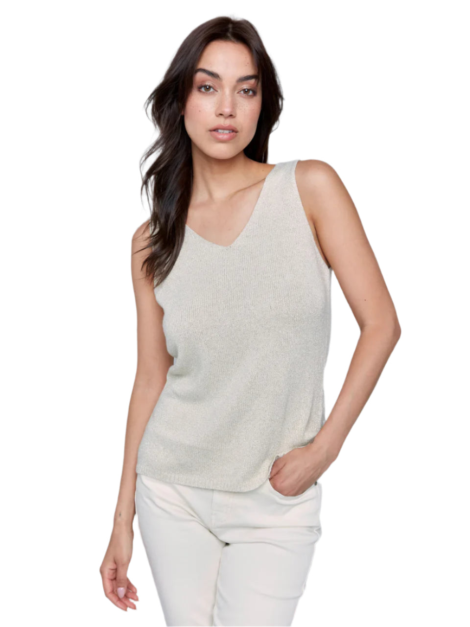 MetallicLurexKnitCami-Gold Ella where she shops