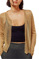 Metallic Open Front Cardigan – Gold Front – Ella Where She Shops