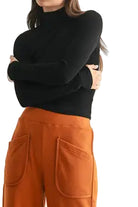 Micro Ribbed Long Sleeve Turtleneck black ella where she shops