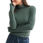 Micro Ribbed Long Sleeve Turtleneck pine ella where she shops