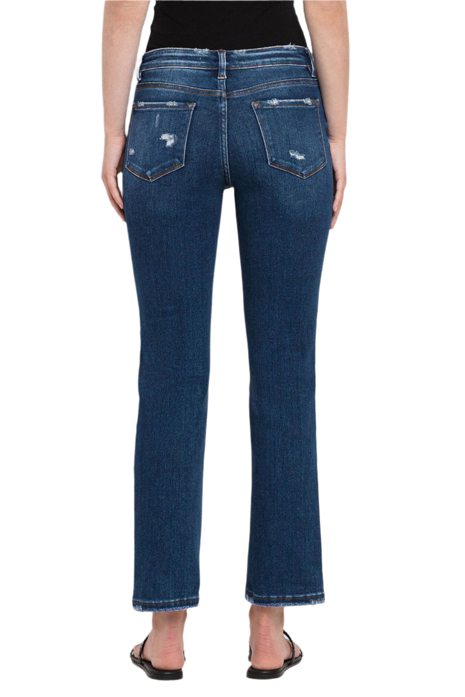 Mid Rise Ankle Slim Straight Jeans – Back – Ella Where She Shops