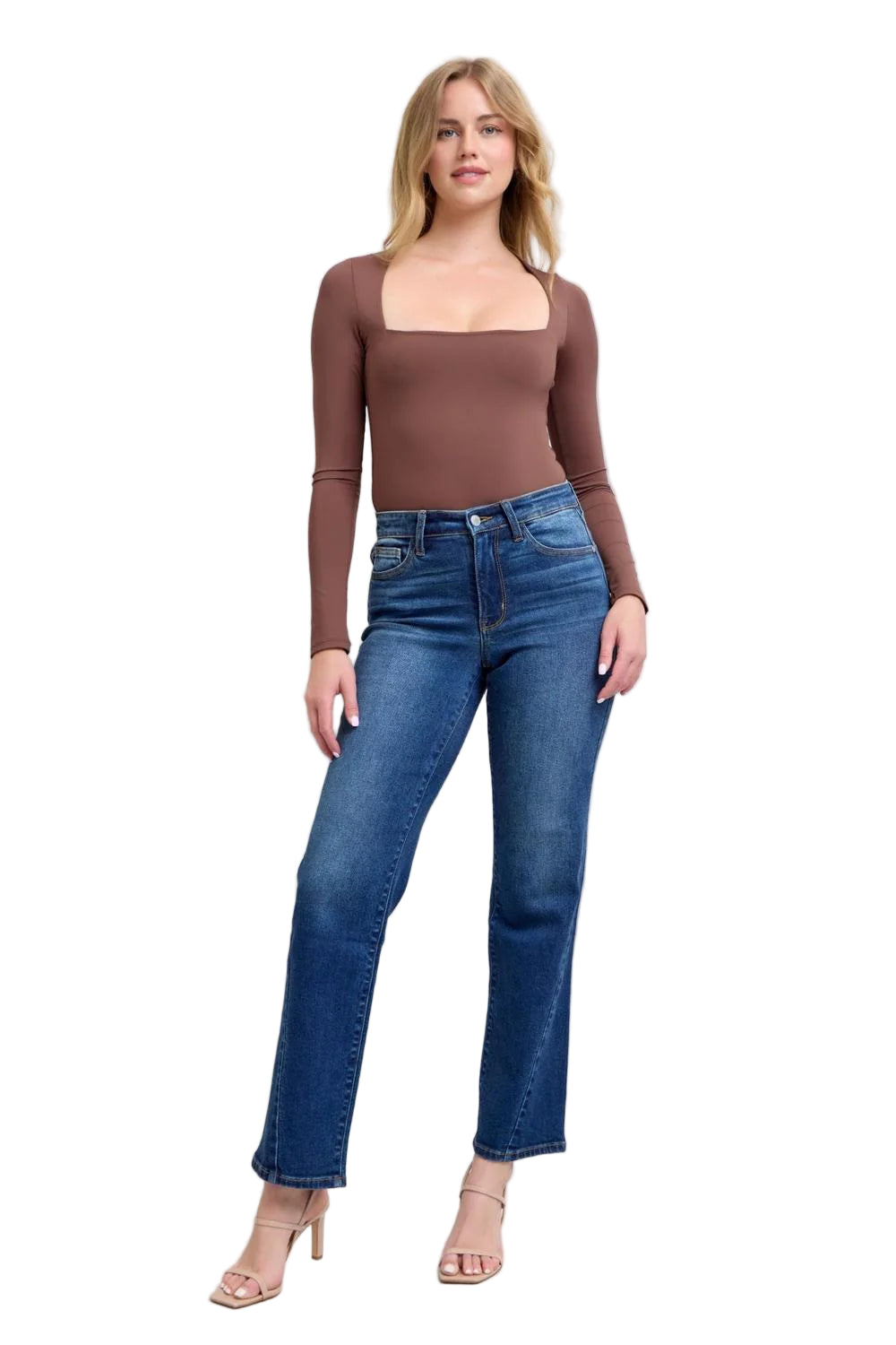 Mid Rise Side Seam Detail Straight – Front – Ella Where She Shops