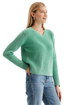 Mineral Wash V Neck Sweater – Kelly Green – Ella Where She Shops