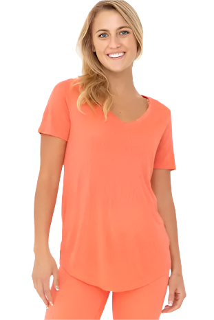 Modal Blend Classic V-Neck Tee - Orange - Front - Ella Where She Shops
