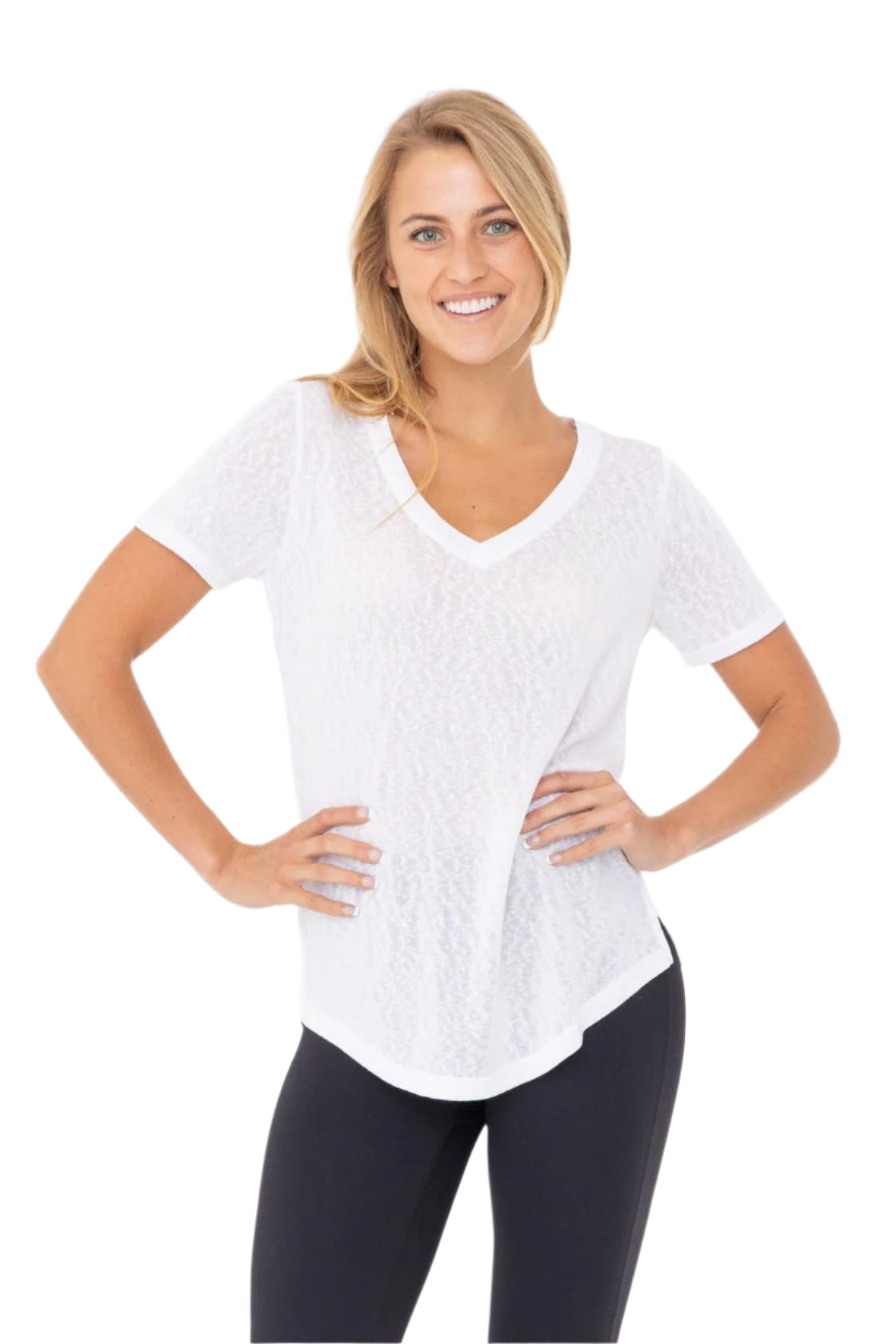 Modal Blend Classic V-Neck Tee - White - Front - Ella Where She Shops