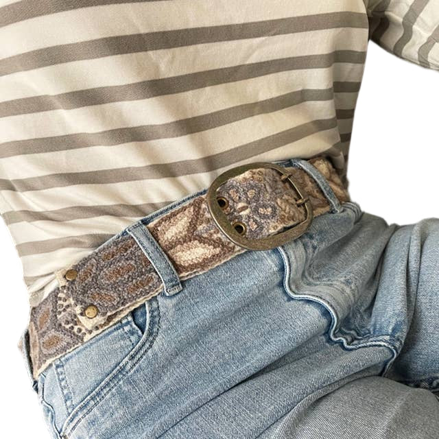 Monochromatic Embroidered Wool Belt, Cream EllaWhereSheShops