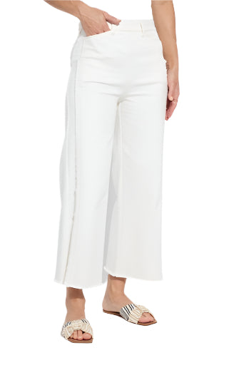 Noah Hi Waist Crop Wide Fringe Denim – Natural Front – Ella Where She Shops