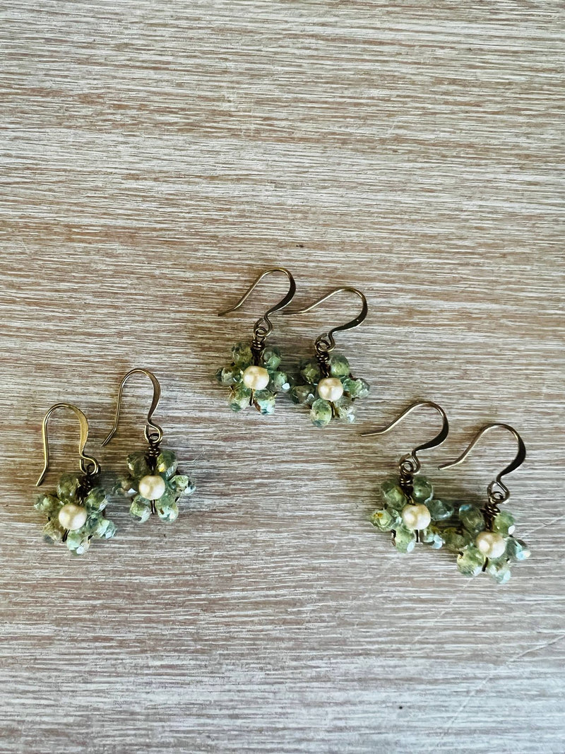 Beach Bloom Crystal Earrings celery