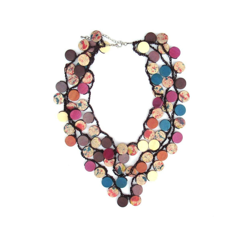 Jackie Berry Splashed Wood Bead Necklace