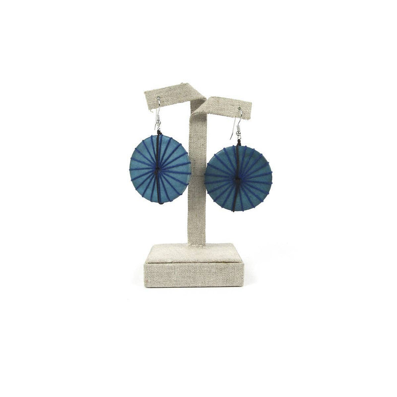 Lucia Blue Wood Bead Earrings