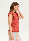 Flutter sleeve top Coral rose