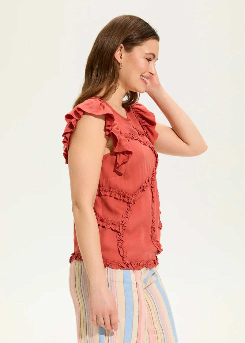 Flutter sleeve top Coral rose