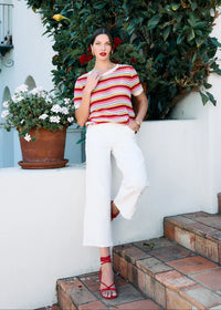 Crochet Knit Top Multi stirpe