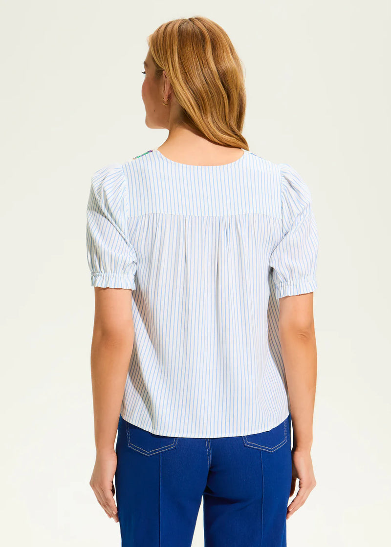 V neck crochet trim blouse