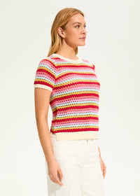 Crochet Knit Top Multi stirpe