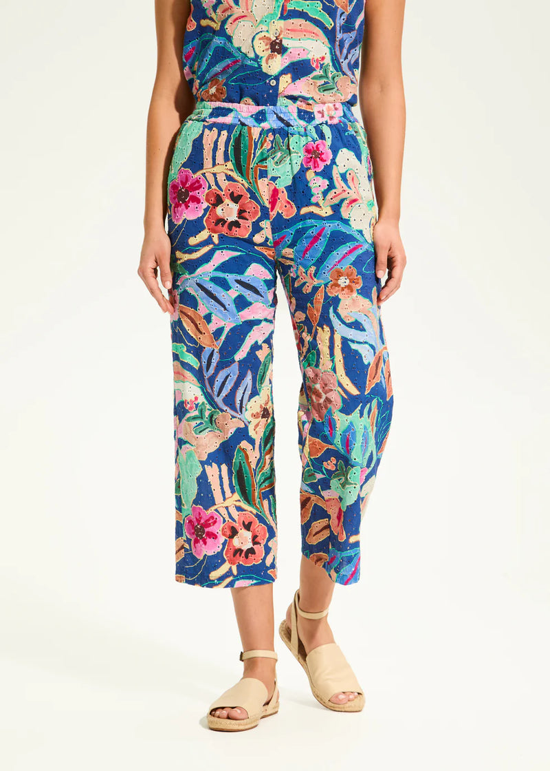 Eyelet wide leg pant